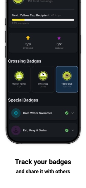 Crossing and special badges screen